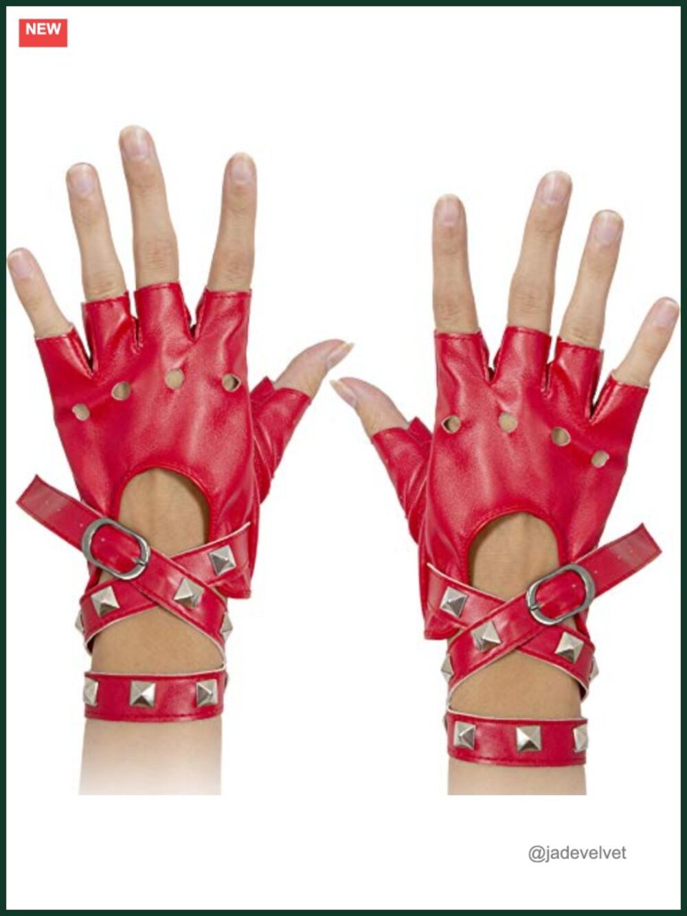 Fingerless Faux Leather Biker Gloves Punk Belt Up Closure